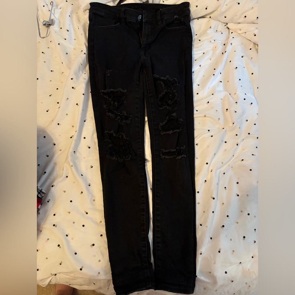 American Eagle Outfitters Black Stretch Skinny Jeans - Picture 2 of 6